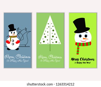Vector illustration of winter holidays greeting cards