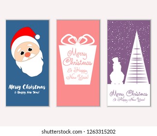 Vector illustration of winter holidays greeting cards
