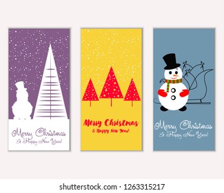Vector illustration of winter holidays greeting cards