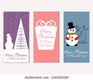 Vector illustration of winter holidays greeting cards