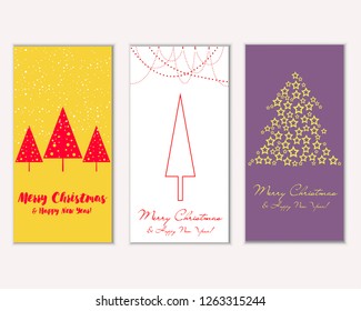 Vector illustration of winter holidays greeting cards