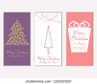 Vector illustration of winter holidays greeting cards