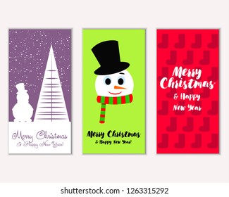 Vector illustration of winter holidays greeting cards