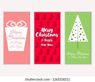 Vector illustration of winter holidays greeting cards