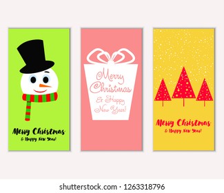 Vector illustration of winter holidays greeting cards
