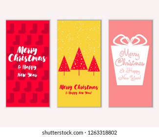 Vector illustration of winter holidays greeting cards