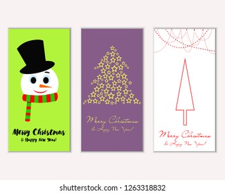 Vector illustration of winter holidays greeting cards
