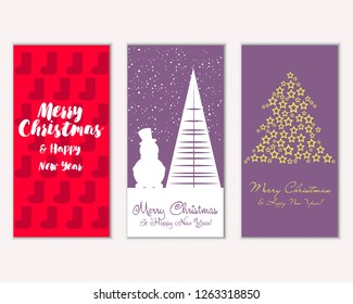 Vector illustration of winter holidays greeting cards