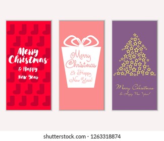 Vector illustration of winter holidays greeting cards
