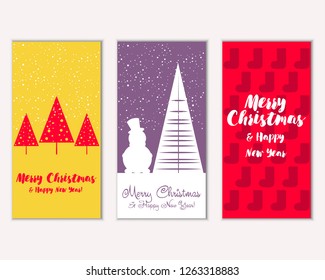 Vector illustration of winter holidays greeting cards