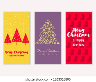 Vector illustration of winter holidays greeting cards