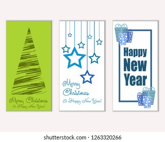 Vector illustration of winter holidays greeting cards