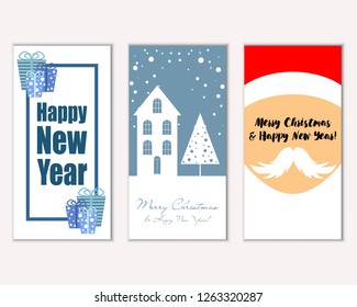 Vector illustration of winter holidays greeting cards