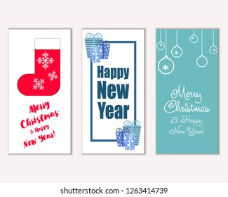 Vector illustration of winter holidays greeting cards