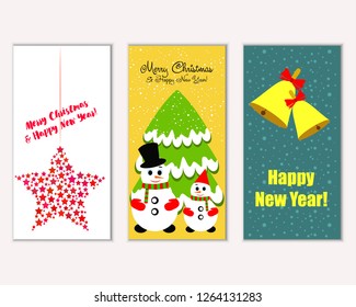 Vector illustration of winter holidays greeting cards