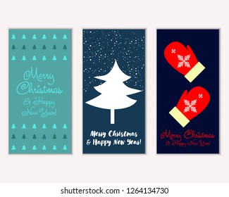 Vector illustration of winter holidays greeting cards