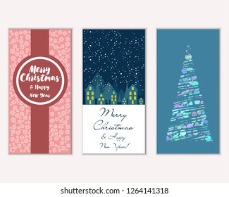 Vector illustration of winter holidays greeting cards