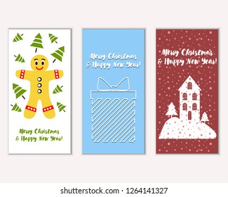 Vector illustration of winter holidays greeting cards