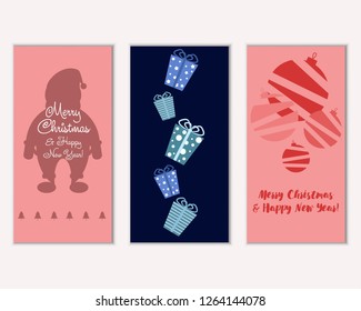 Vector illustration of winter holidays greeting cards