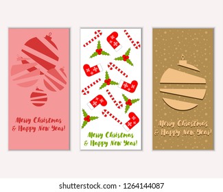 Vector illustration of winter holidays greeting cards