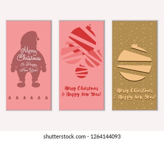 Vector illustration of winter holidays greeting cards