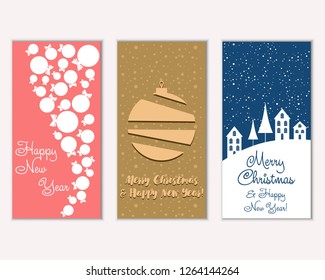 Vector illustration of winter holidays greeting cards