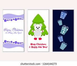 Vector illustration of winter holidays greeting cards