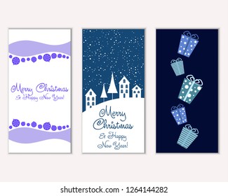 Vector illustration of winter holidays greeting cards