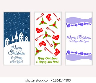 Vector illustration of winter holidays greeting cards