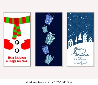 Vector illustration of winter holidays greeting cards