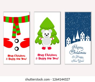 Vector illustration of winter holidays greeting cards
