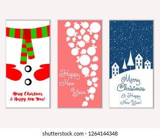 Vector illustration of winter holidays greeting cards