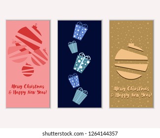 Vector illustration of winter holidays greeting cards
