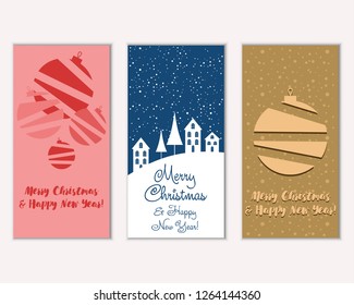 Vector illustration of winter holidays greeting cards