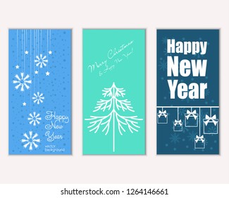 Vector illustration of winter holidays greeting cards