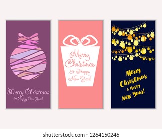 Vector illustration of winter holidays greeting cards