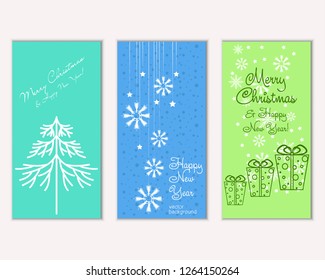 Vector illustration of winter holidays greeting cards