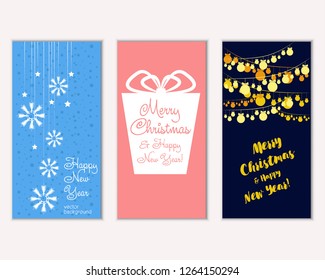 Vector illustration of winter holidays greeting cards
