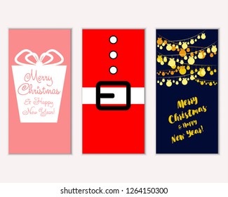 Vector illustration of winter holidays greeting cards