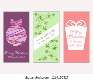 Vector illustration of winter holidays greeting cards