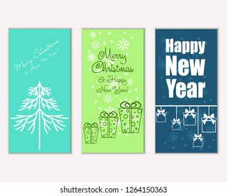 Vector illustration of winter holidays greeting cards