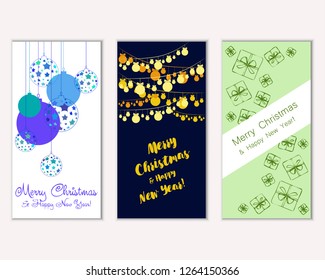 Vector illustration of winter holidays greeting cards