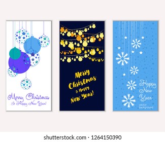 Vector illustration of winter holidays greeting cards