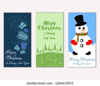 Vector illustration of winter holidays greeting cards