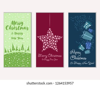 Vector illustration of winter holidays greeting cards