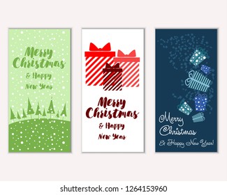 Vector illustration of winter holidays greeting cards