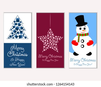 Vector illustration of winter holidays greeting cards