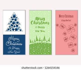 Vector illustration of winter holidays greeting cards