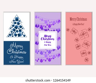 Vector illustration of winter holidays greeting cards