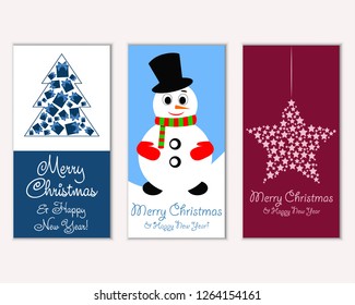 Vector illustration of winter holidays greeting cards